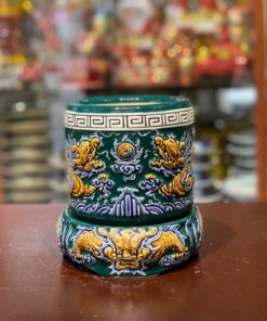 Bát Hương Men Xanh Lục Bảo Đắp Nổi