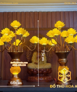 Đèn Thờ Hoa Sen 9 Bông Lưu Ly Thân Hoa Sen