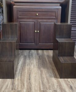 Bục Tam Cấp Kê Bàn Thờ Thần Tài Gỗ Thông Màu Óc Chó Trơn