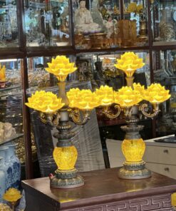 Đèn Thờ Hoa Sen 5 Bông Lưu Ly Tịch Chiếu