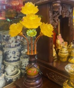 Bộ Đồ Thờ Thần Tài Gỗ Xoan Mái Chùa Sứ Vàng Kim Sa