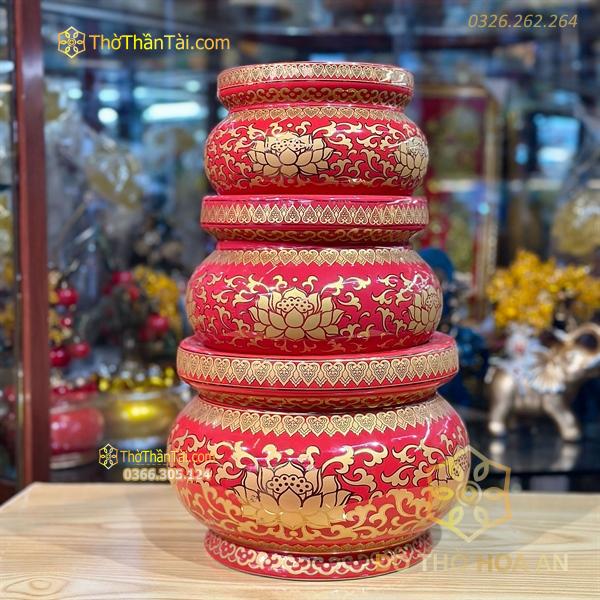 Bát Hương Sứ Gấm Đỏ Cao Cấp