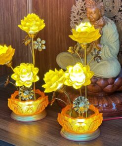 Đèn Thờ Hoa Sen 3 Lưu Ly Bông Đài Sen