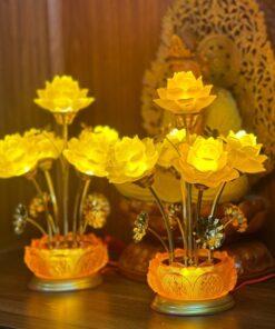 Đèn Thờ Hoa Sen 5 Bông Lưu Ly Đài Sen