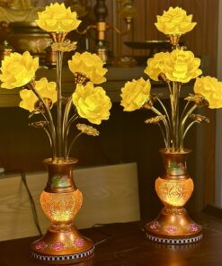 Đèn Thờ 5 Bông Lưu Ly Hoa Sen Chân Gấm