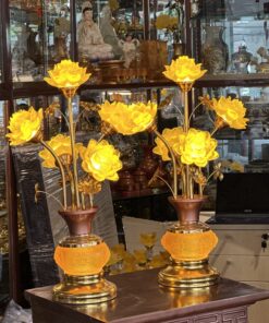 Đèn Thờ Hoa Sen 5 Bông Lưu Ly Trường Quang
