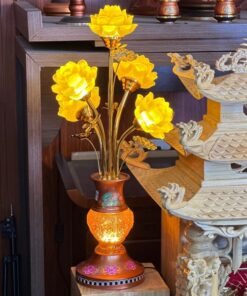 Bộ Ban Thờ Thần Tài Thổ Địa Gỗ Pơmu 3 Mái Cột Rồng Sứ Gấm Đỏ