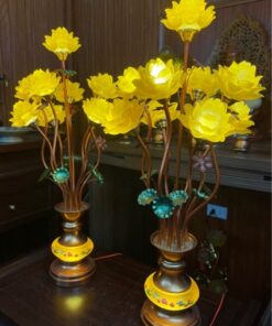Đèn Thờ Hoa Sen 9 Bông Lưu Ly Thân Ngọc