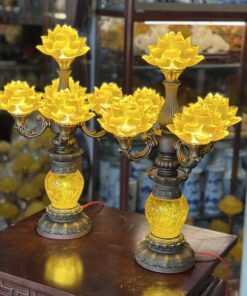 Đèn Thờ Hoa Sen 5 Bông Lưu Ly Tịch Chiếu