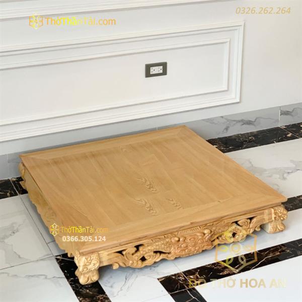Đế Kê Bàn Thờ Thần Tài Gỗ Pơmu Đục Rồng