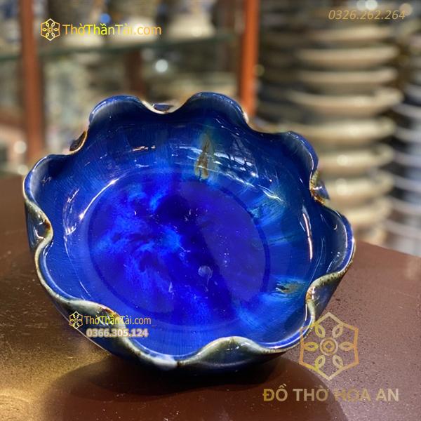 Bát Thả Hoa Bát Tràng Men Hoả Biến Màu Xanh Tím