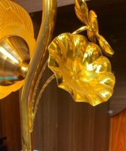 Đèn Thờ Hoa Sen 5 Bông Lưu Ly Thân Cong Pha Lê