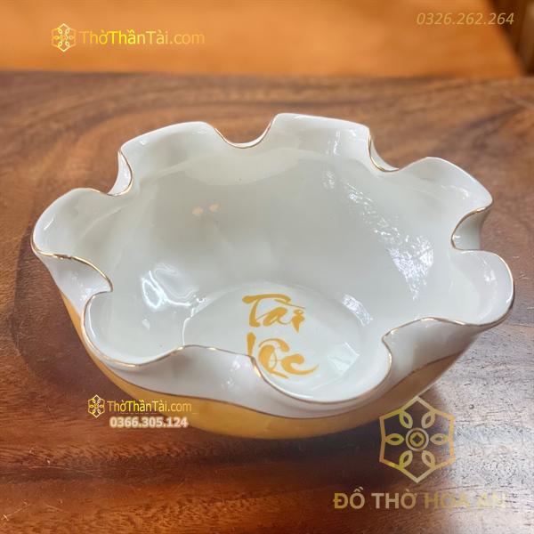 Bát Thả Hoa Sứ Vân Đá Vàng
