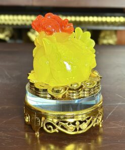 Tỳ Hưu Phong Thuỷ Xoay Đế Kính Vàng Mật Ong