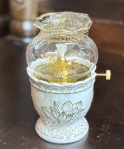 Đèn Dầu Hoa Sen Bạch Ngọc