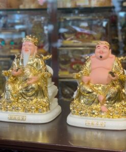 Tượng Thần Tài Thổ Địa Bột Đá Dát Vàng 24K