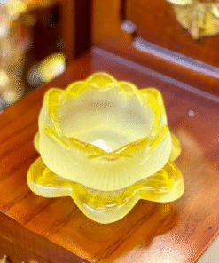 Cốc Đựng Nến Lưu Ly Hoa Sen Vàng