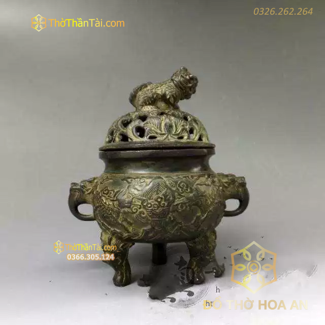 Đốt Trầm Đồng Nắp Hổ