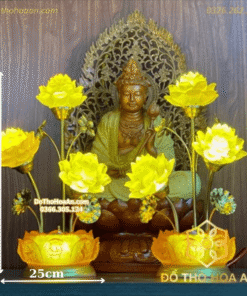 Đèn Thờ Hoa Sen 3 Lưu Ly Bông Đài Sen