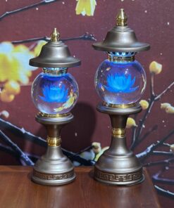 Đèn Thờ 1 Bông Chóp Cầu Hoa Sen Thân Nâu