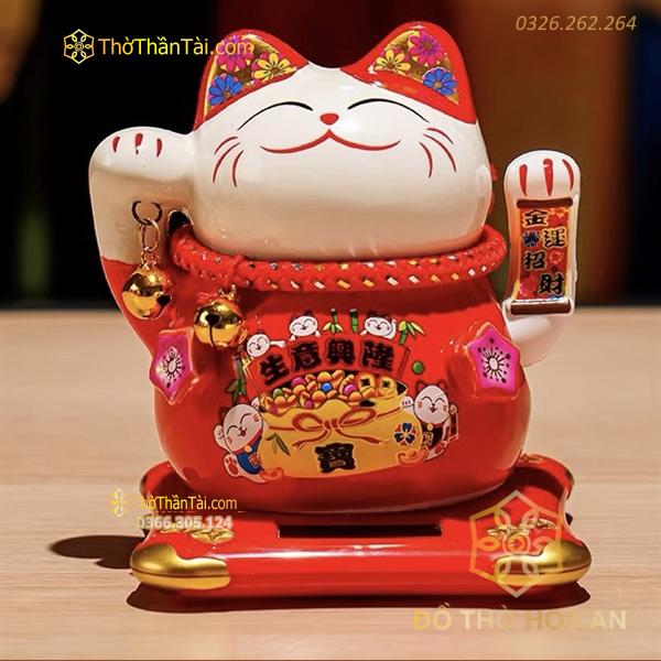 Mèo Thần Tài Vẫy Tay Năng Lượng Cao 14cm