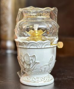 Đèn Dầu Hoa Sen Bạch Ngọc