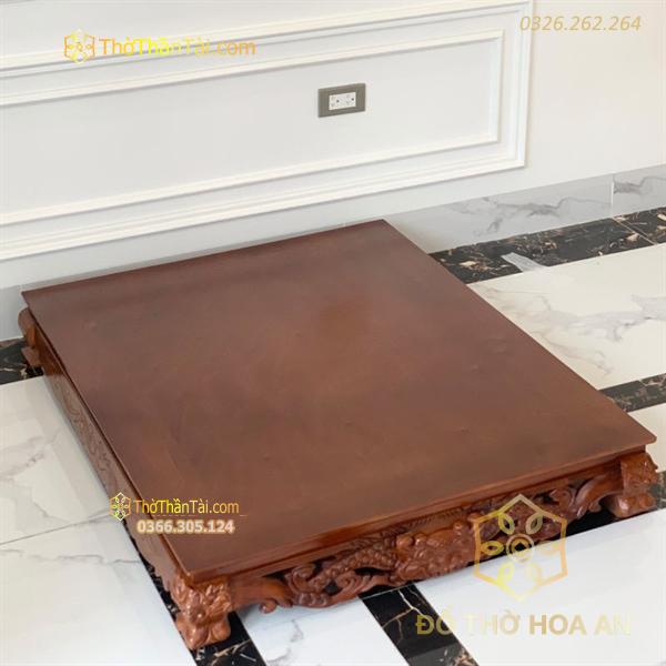 Đế Kê Bàn Thờ Thần Tài Gỗ Gụ Đục Rồng Màu Nâu