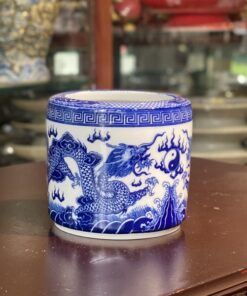 Bát Hương Rồng Chầu Nguyệt Men Lam