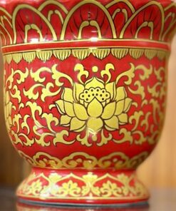 Đèn Dầu Sứ Gấm Đỏ