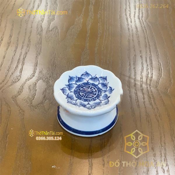 Chân Nến Thờ Bát Tràng Men Lam Thấp