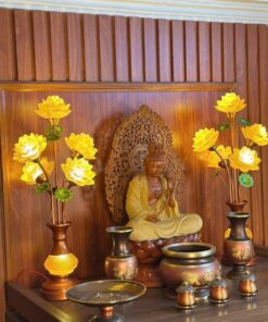 Đèn Thờ Hoa Sen 5 Bông Thân Ngọc Nổi