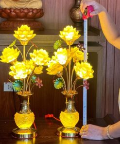 Đèn Thờ Hoa Sen 5 Bông Lưu Ly Thân Lưu Ly V5