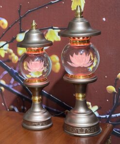 Đèn Thờ 1 Bông Chóp Cầu Hoa Sen Thân Nâu
