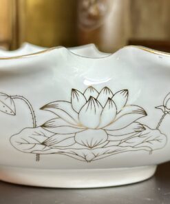 Bát Thả Hoa Minh Đường Tụ Thủy Hoa Sen Bạch Ngọc