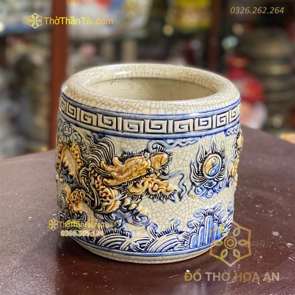 Bát Hương Men Rạn Đắp Nổi