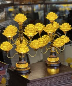 Đèn Thờ Hoa Sen 9 Bông Lưu Ly Diệu Tâm