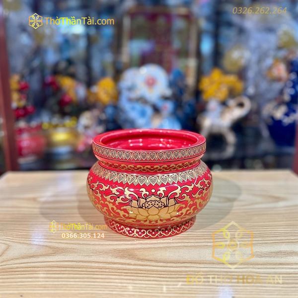 Bát Hương Sứ Gấm Đỏ Cao Cấp