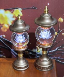 Đèn Thờ 1 Bông Chóp Cầu Hoa Sen Thân Nâu
