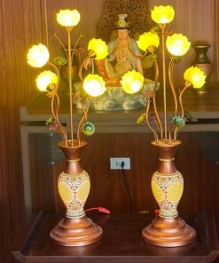 Đèn Thờ Hoa Sen 5 Bông Lưu Ly Thân Sứ Đuôi Cá