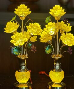 Đèn Thờ Hoa Sen 5 Bông Lưu Ly Thân Lưu Ly V5