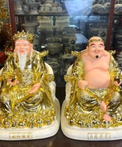 Tượng Thần Tài Thổ Địa Bột Đá Dát Vàng 24K