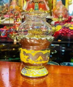 Đèn Dầu Men Vàng Kim Sa