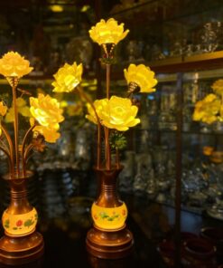 Đèn Thờ Hoa Sen 5 Bông Lưu Ly Thân Ngọc