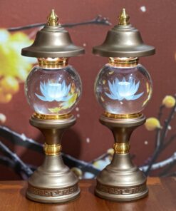 Đèn Thờ 1 Bông Chóp Cầu Hoa Sen Thân Nâu