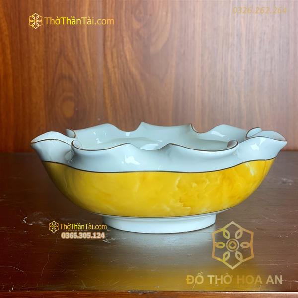 Bát Thả Hoa Sứ Vân Đá Vàng