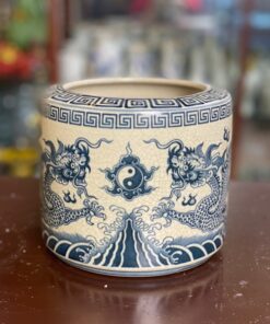 Bát Hương Song Long Men Rạn Vẽ