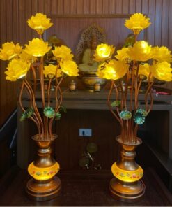 Đèn Thờ Hoa Sen 9 Bông Lưu Ly Thân Ngọc