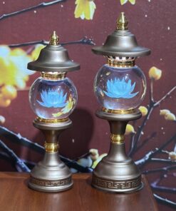 Đèn Thờ 1 Bông Chóp Cầu Hoa Sen Thân Nâu