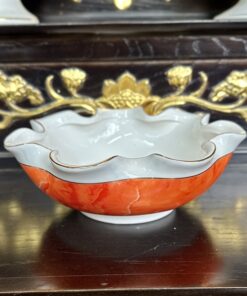 Bát Thả Hoa Sứ Vân Đá Đỏ