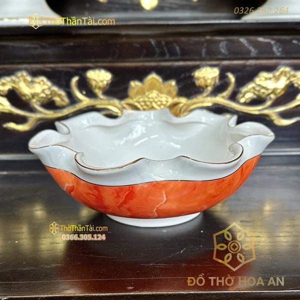 Bát Thả Hoa Sứ Vân Đá Đỏ